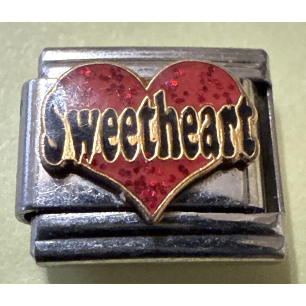Casa D'Oro Italian Charm 9mm Silver Brand New Sweetheart Red Heart Link